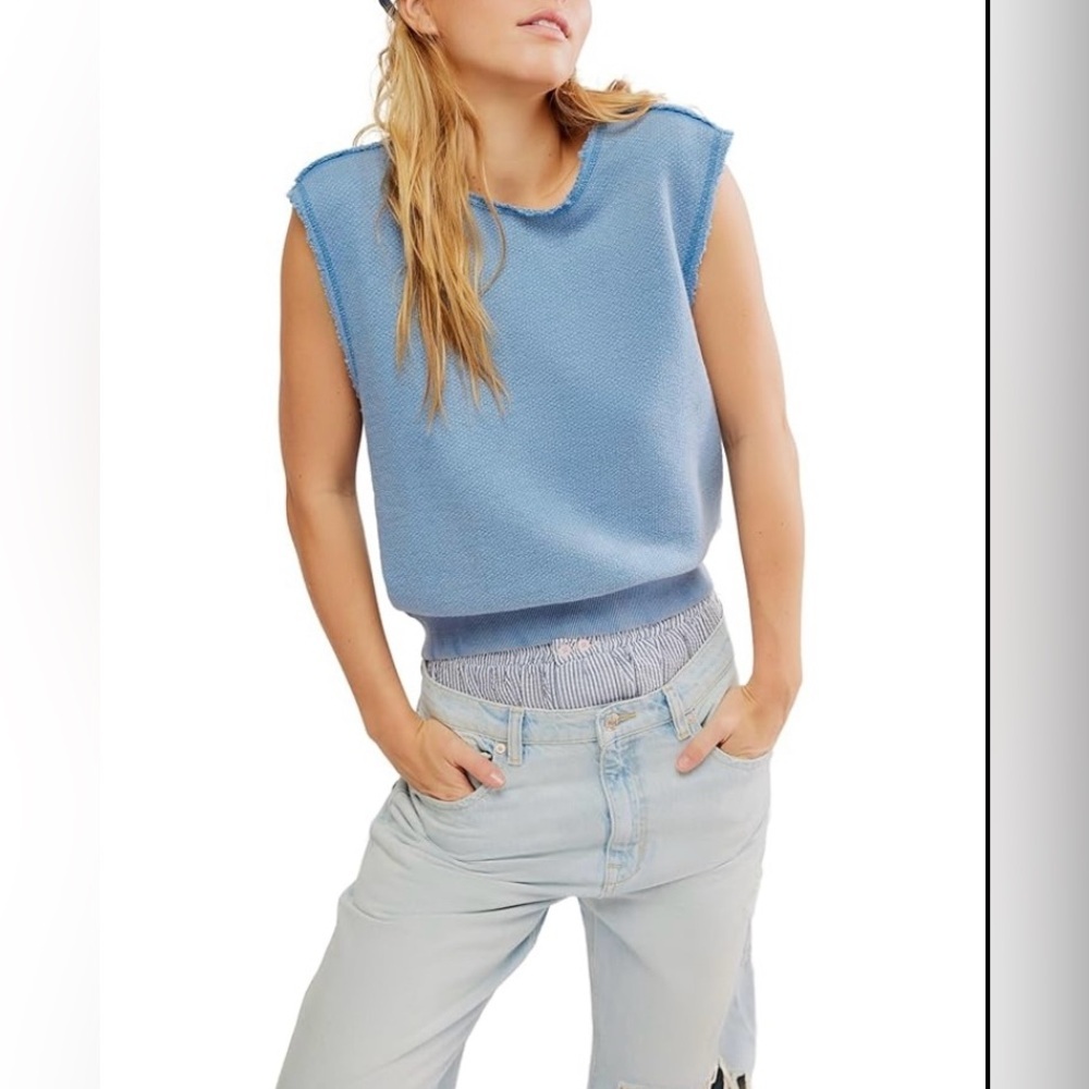 We The Free women's So Easy muscle sweater indigo blue Size S/M 100% cotton